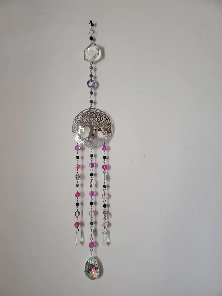 Attrape soleil arbre de vie en Améthyste et Aqua aura